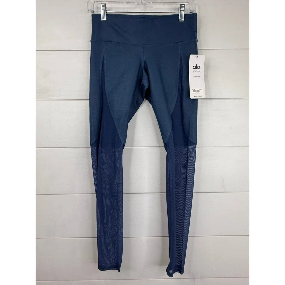 NWT Alo Yoga Motion Legging Starflower Blue Sheer Mesh Deadstock Activewear‎ S